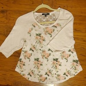Papaya floral tee with 3/4 sleeves